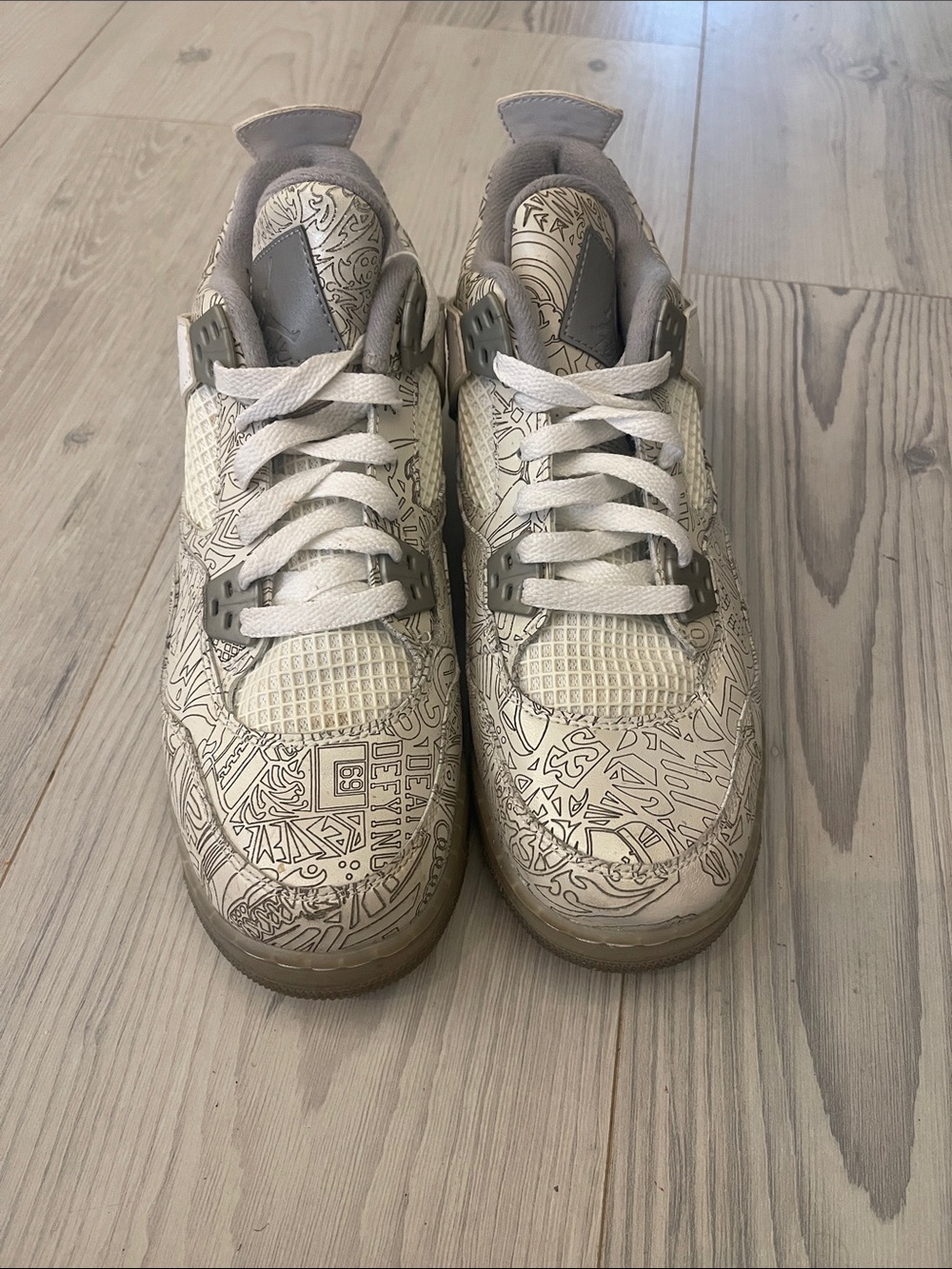 Jordan 4 Kids Graphic Lace-Up Sneakers with Doodle Print